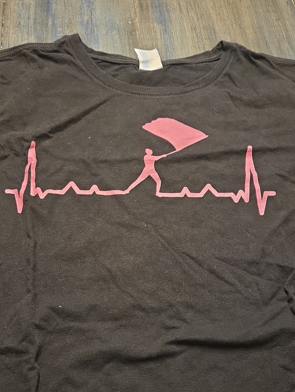 Black Tee with Pink Flag Pulse Graphic